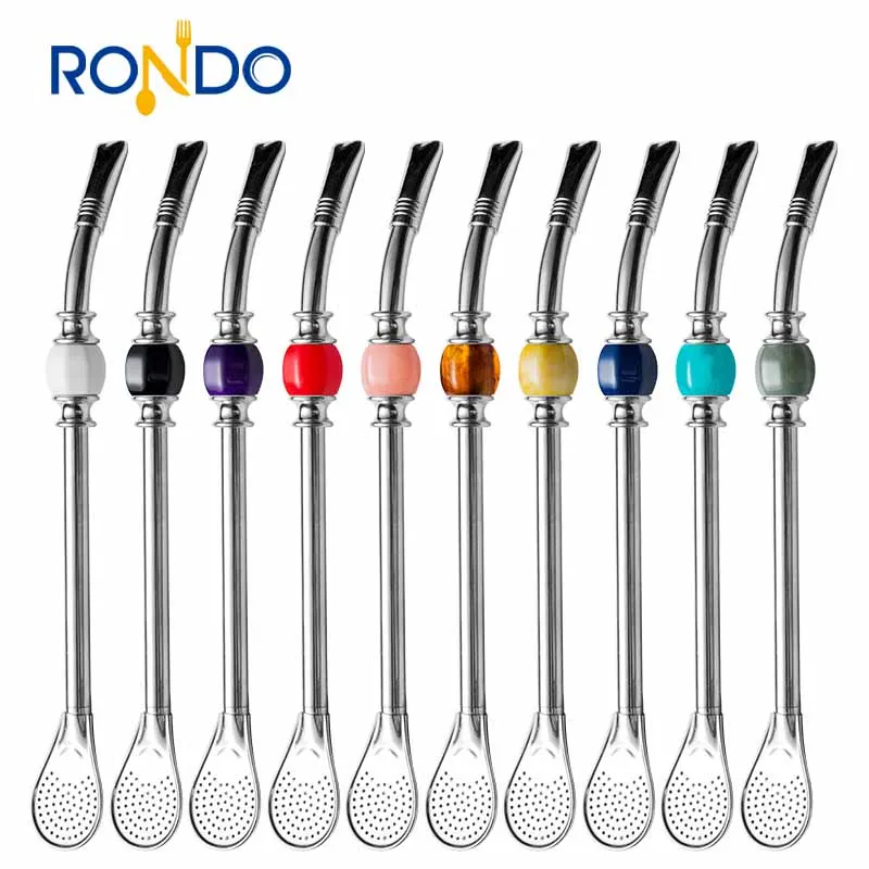 New Style funny Yerba long Mate Stainless Steel Drinking Straws With Filter Spoon and gift box