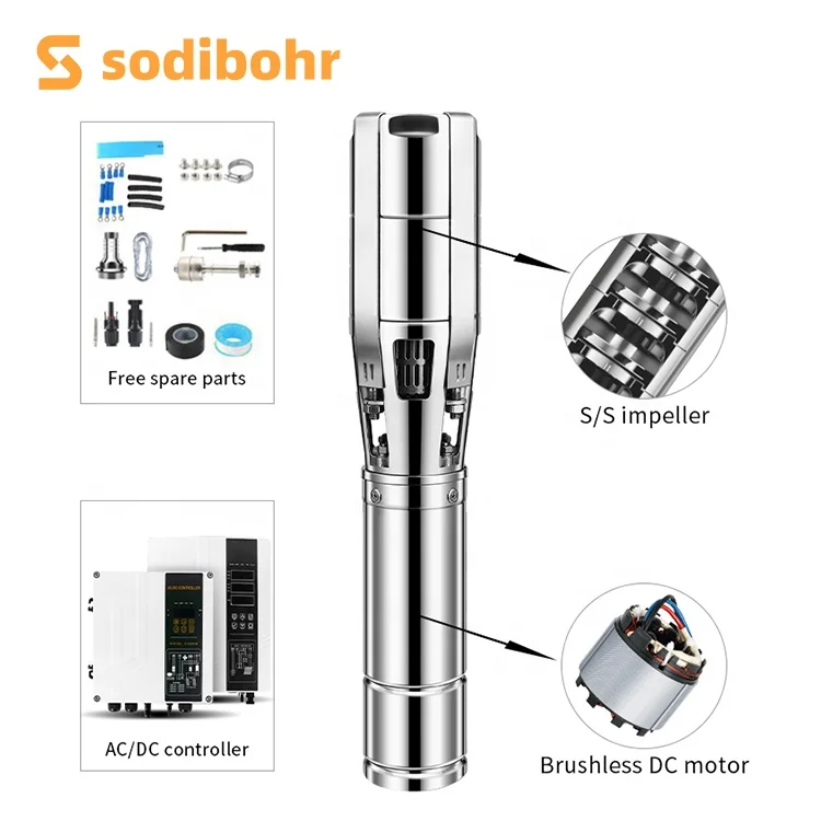 72v 1100w Dc Brushless Solar Submersible Water Pump With Borehole Dc Controller With Mppt For Aquaculture