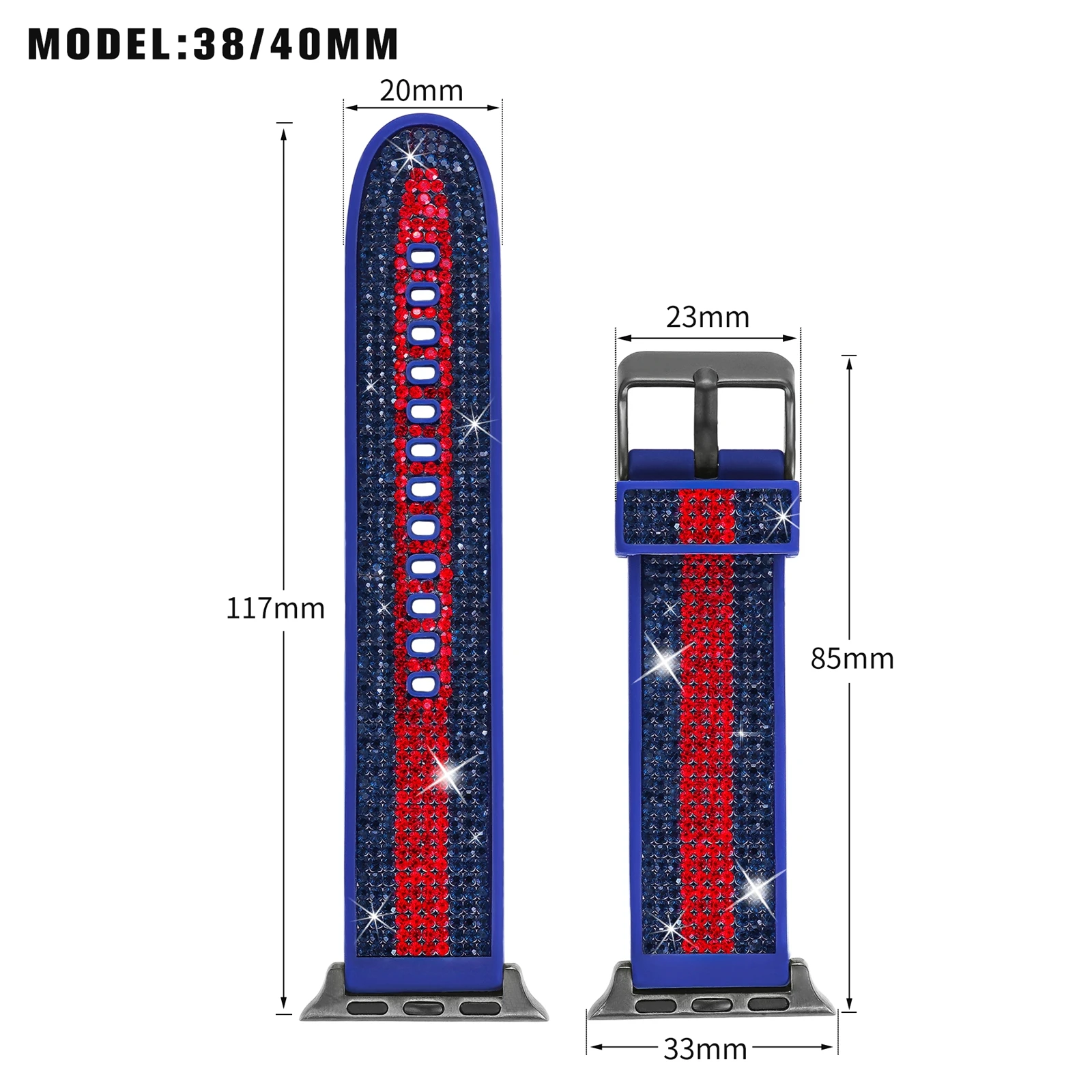 Custom Luxury Metal Buckle Watch Band Replacement Wristband with zircons Silicone soft Straps for Apple