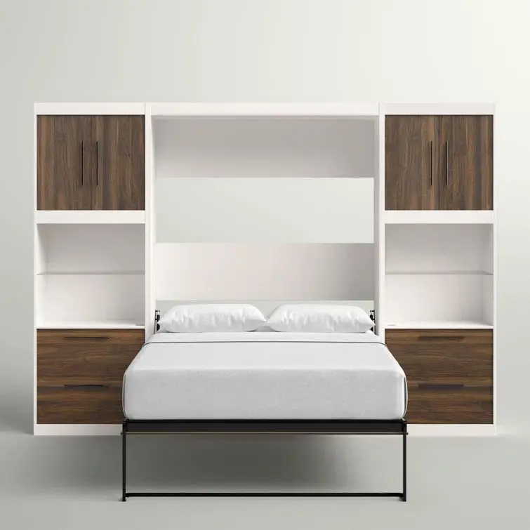 OEM Wholesale Price Customized Folding Wall Bed for Bedroom Wall Bed with Bookshelf and Smart Hidden Table