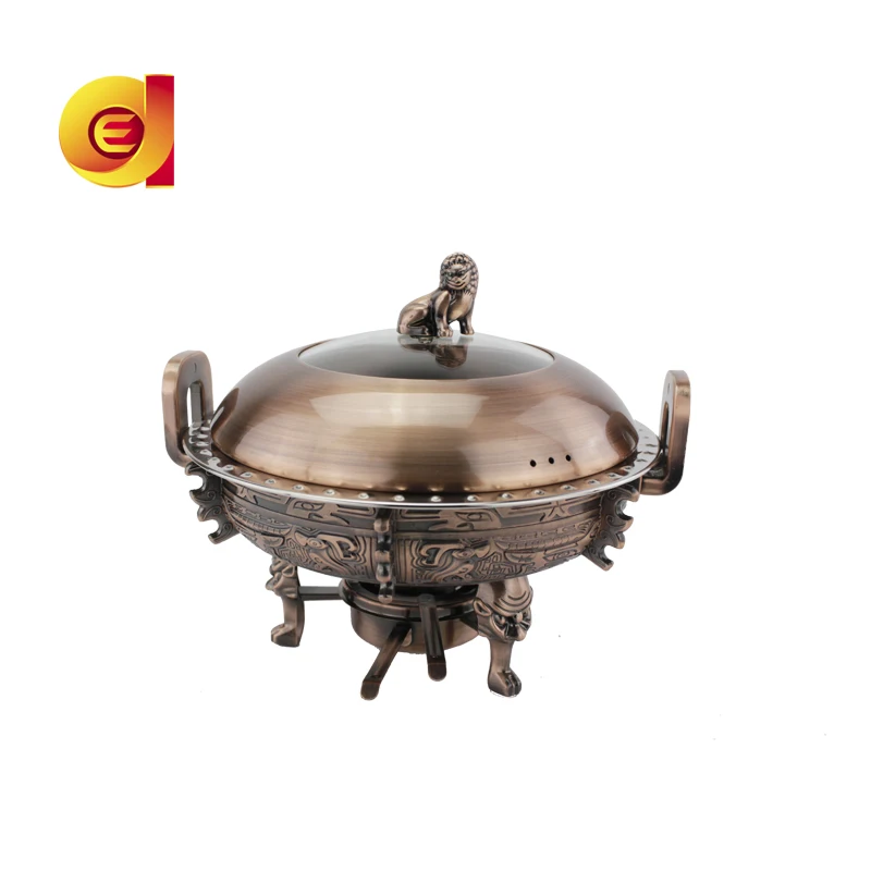 High quality Stainless steel red bronze Chinese tripod hot pot  Alcohol stove hot  pot