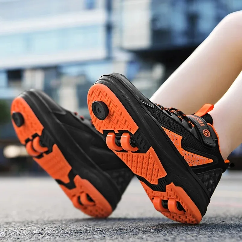 Fashionable Cool Roller Skates for Kids Outdoor Running Sports Summer Winter Spring PU Rubber Insole Synthetic Upper Mesh Lining