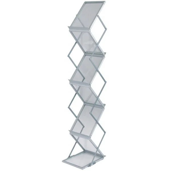 Acrylic Aluminum A4 Brochure Holder Portable Foldable Literature Rack For Tradeshow Magazine Rack Catalogue Stand