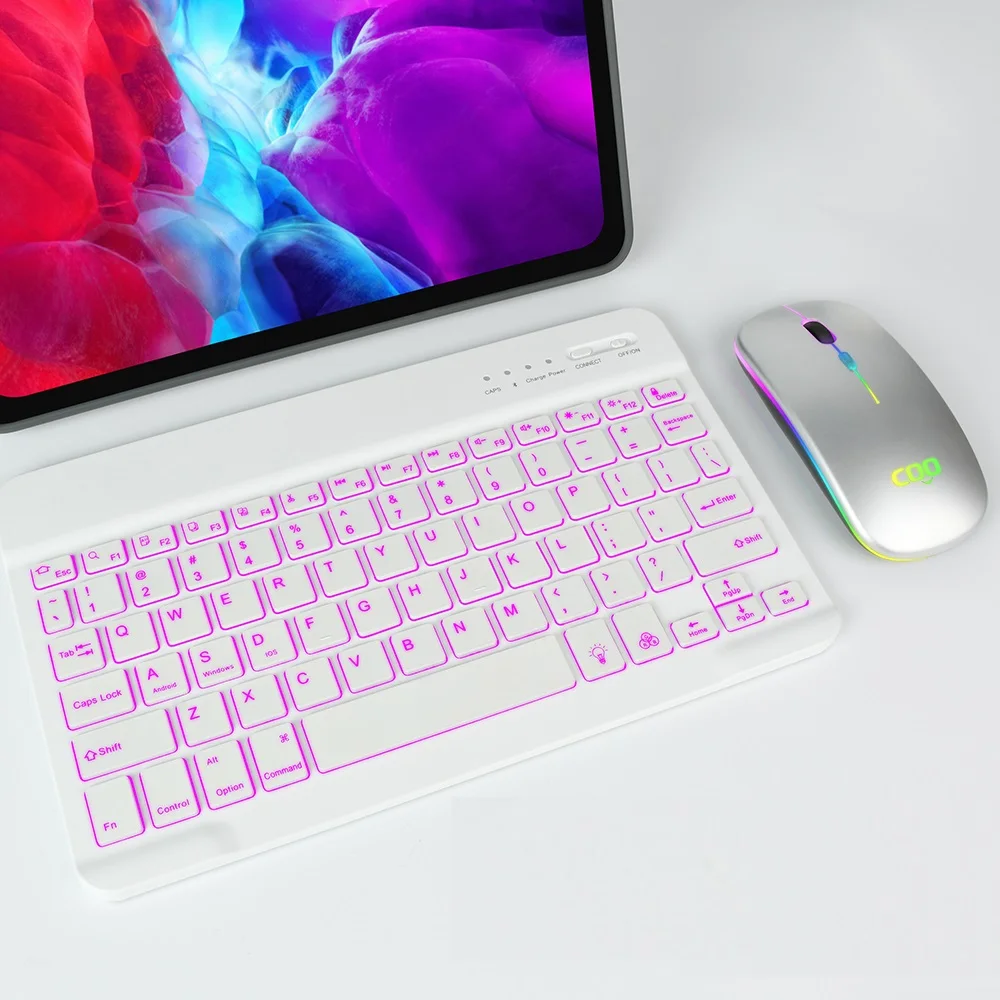 Buy LED Light 2.4g and BT Mouse and Keyboard Wireless Set For Laptop Ipad Pro Air Mini