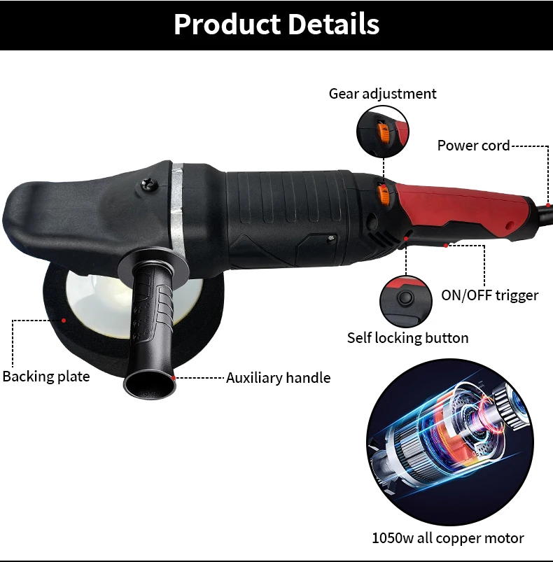 High Configuration 6-Speed Control Multi-Function Car Polisher Low Noise Machine for Waxing 220V 150mm Pad Size