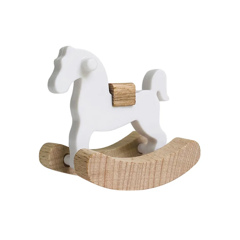 Dollhouse Miniature Small wooden mini horse and rocking horse For 1:12 doll house ornament