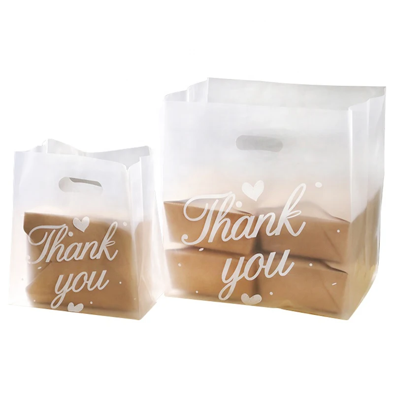 Hot Food Togo Take Carry Out Takeout Bags To Go Takeaway Plastic Heavy Duty Restaurant PE Carry Plastic Bag With Handle