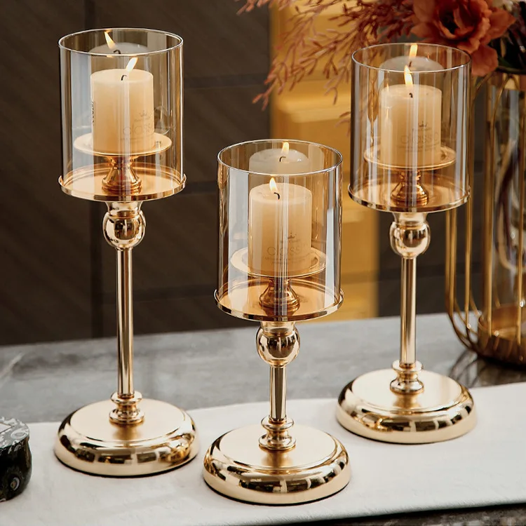 Light Luxury Gold Nordic Candlestick Decoration Romantic Candlelight Dinner Wedding Decoration Candle Holder