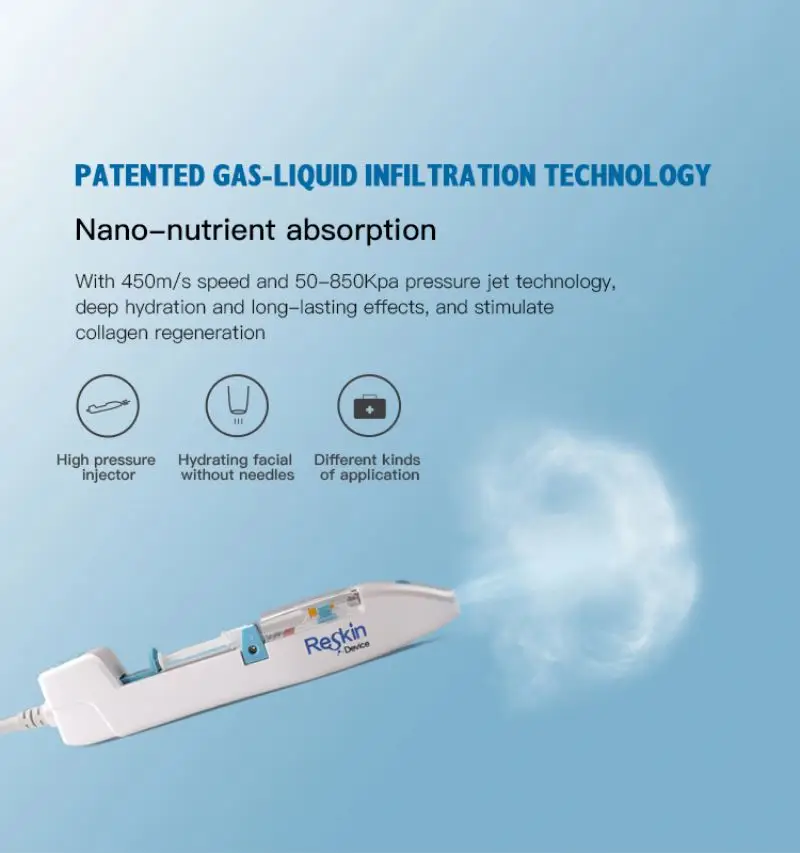 Women Epilator rf portable beauty meso injector mesotherapy gun oxygen facial machine