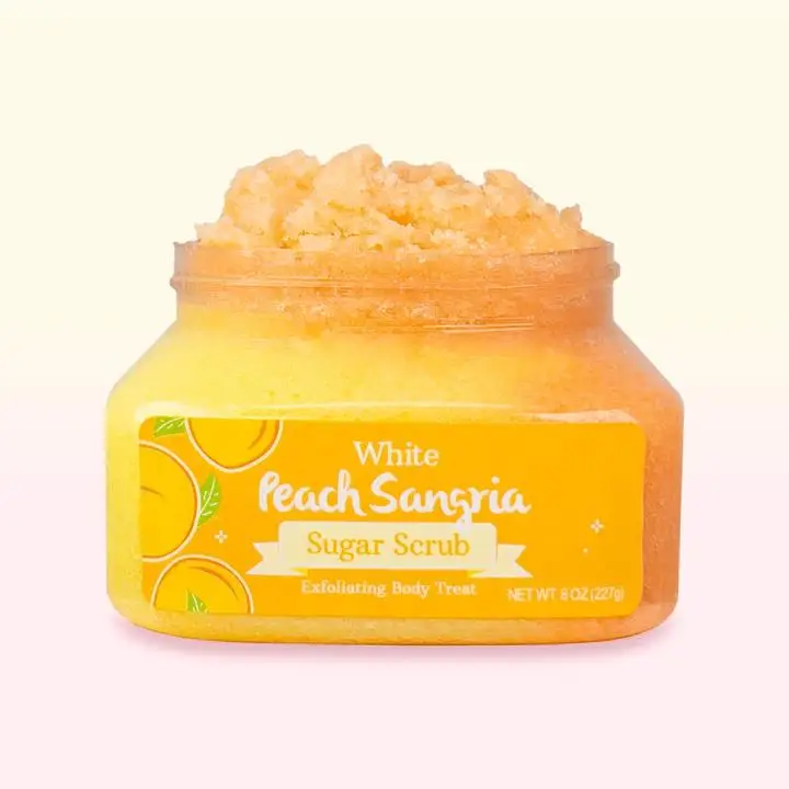 China Factory Cheap Price Low Moq Gommage Peche Du Corps Fruit Peach Essences Candy Sugar Ice Cream Pink Exfoliating Body Scrub