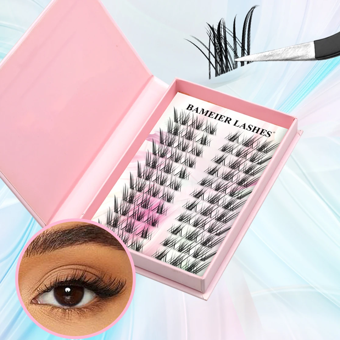 Hot Selling Skew Flying Cluster Volume Lashes Foxy Cat Eye Angel Wing Individual Diy Eyelash Extensions