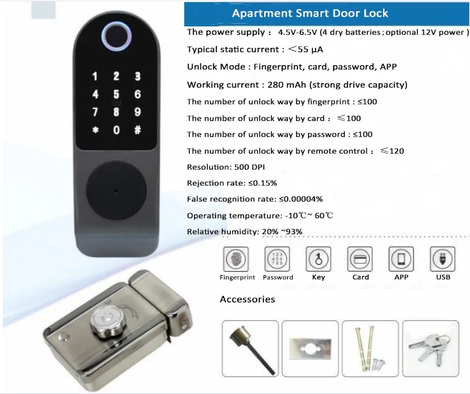 Competitive Price S812-2 Digital Door Lock Card Password Key Fingerprint Wifi Smart Tuya App Home Lock Door