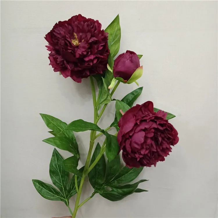 High quality 3 heads artificial flowers 6 colors silk peony for Home decoration