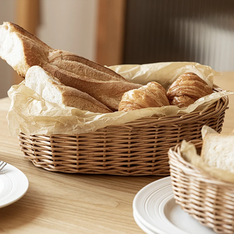 Wicker Basket Round Wicker Bowls for Fruit Bread Vegetable