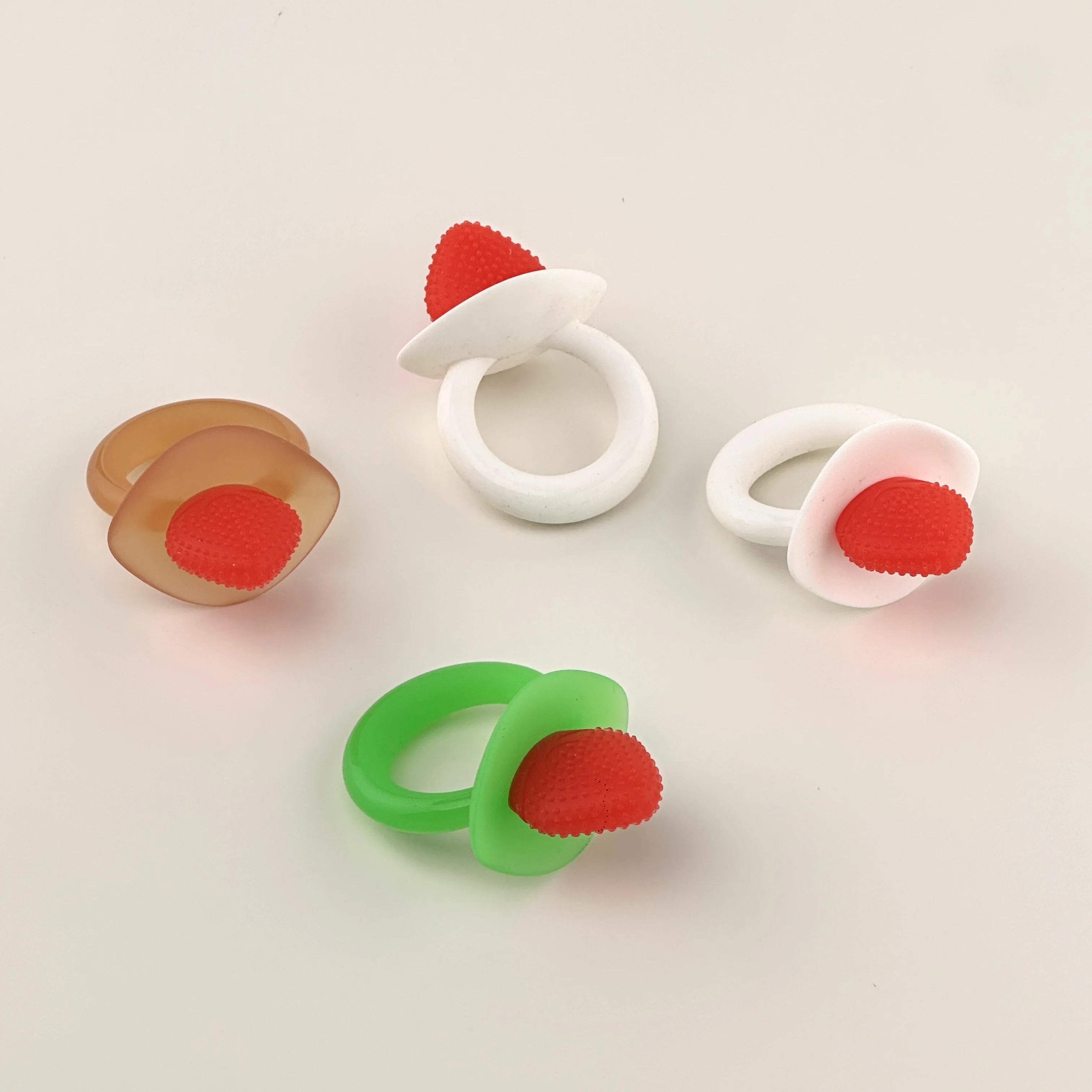 CE liquid silicone infant nipple teether unisex sensory soft ring teething toy fruit shaped fruit teethers for babies