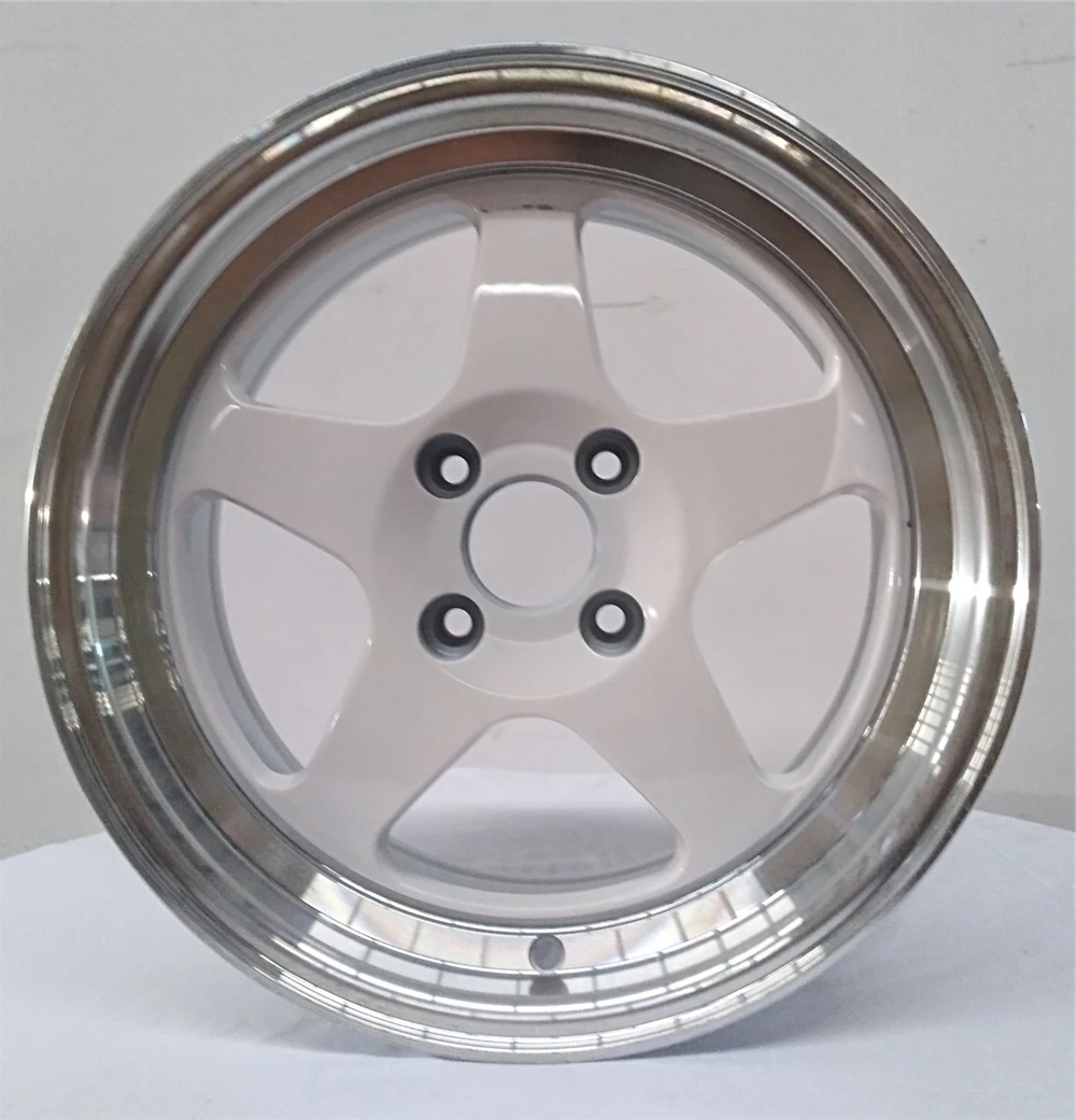 536 Milled Lip 15 Inch Gloss Black Alloy Wheels Rims With Chrome Rivets