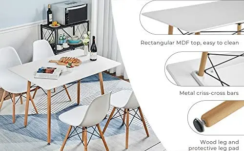 Simple Design Modern Home Furniture Plastic Chair Table Sets Wooden Kitchen Dining Table