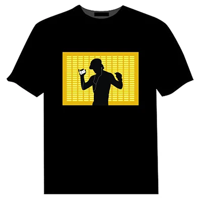 EL Light Up Sound Active LED t-shirt Black Men Women Child Custom Design DJ Party Rave Event EDM Show Glowing Luminous