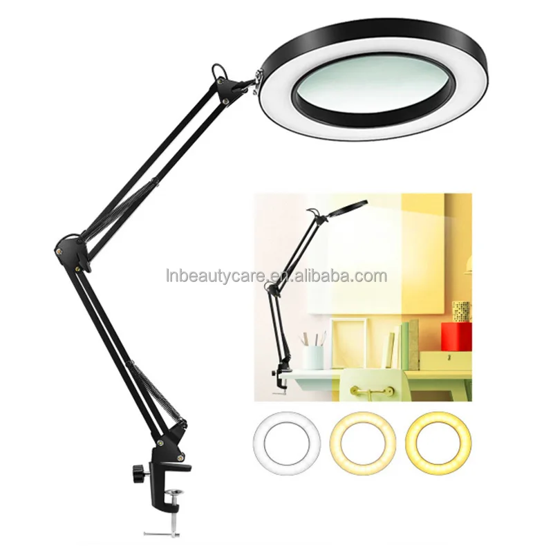 Nailprof  Magnifying Glass with Light Anti-Tipping Base & Clamp Magnifying Lamp