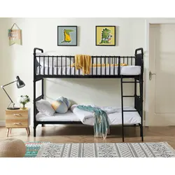 High quality Modern School dormitory bedroom  Kids students boys girls Double size White black Wrought iron Metal Bunk bed