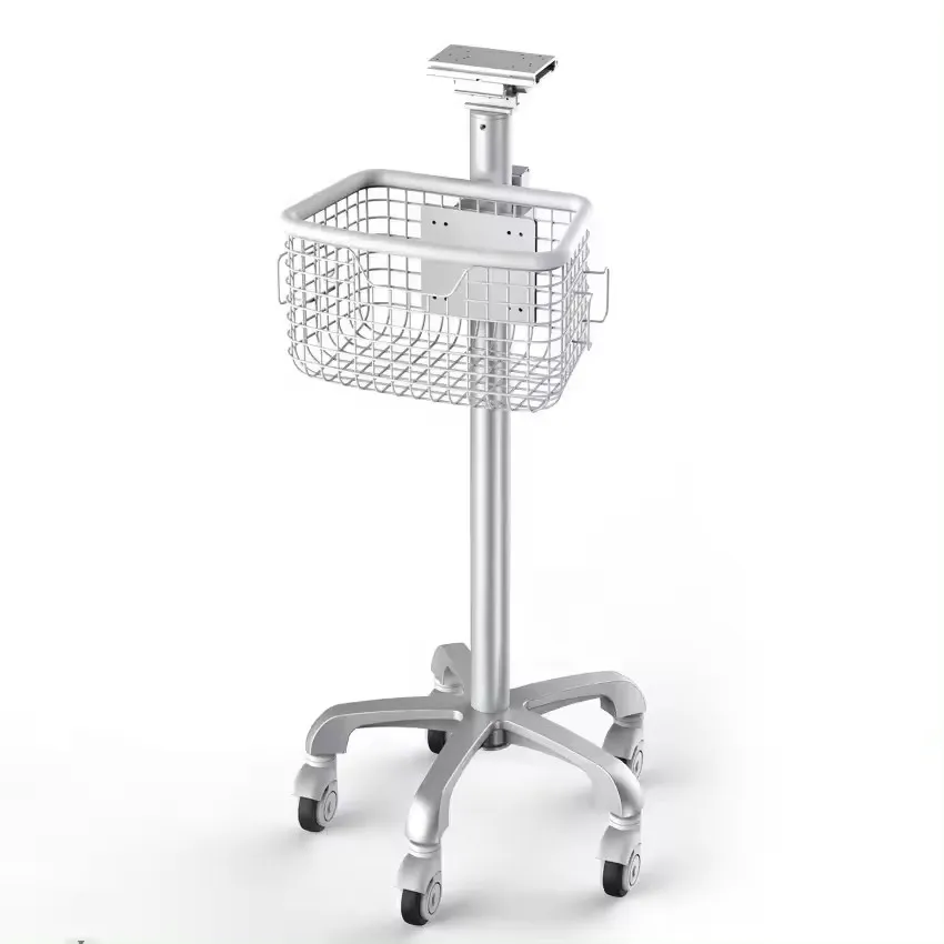 Amain Medical aluminum alloy monitor stand ECG Nursing cart workstation Stainless steel patient monitor trolley cart