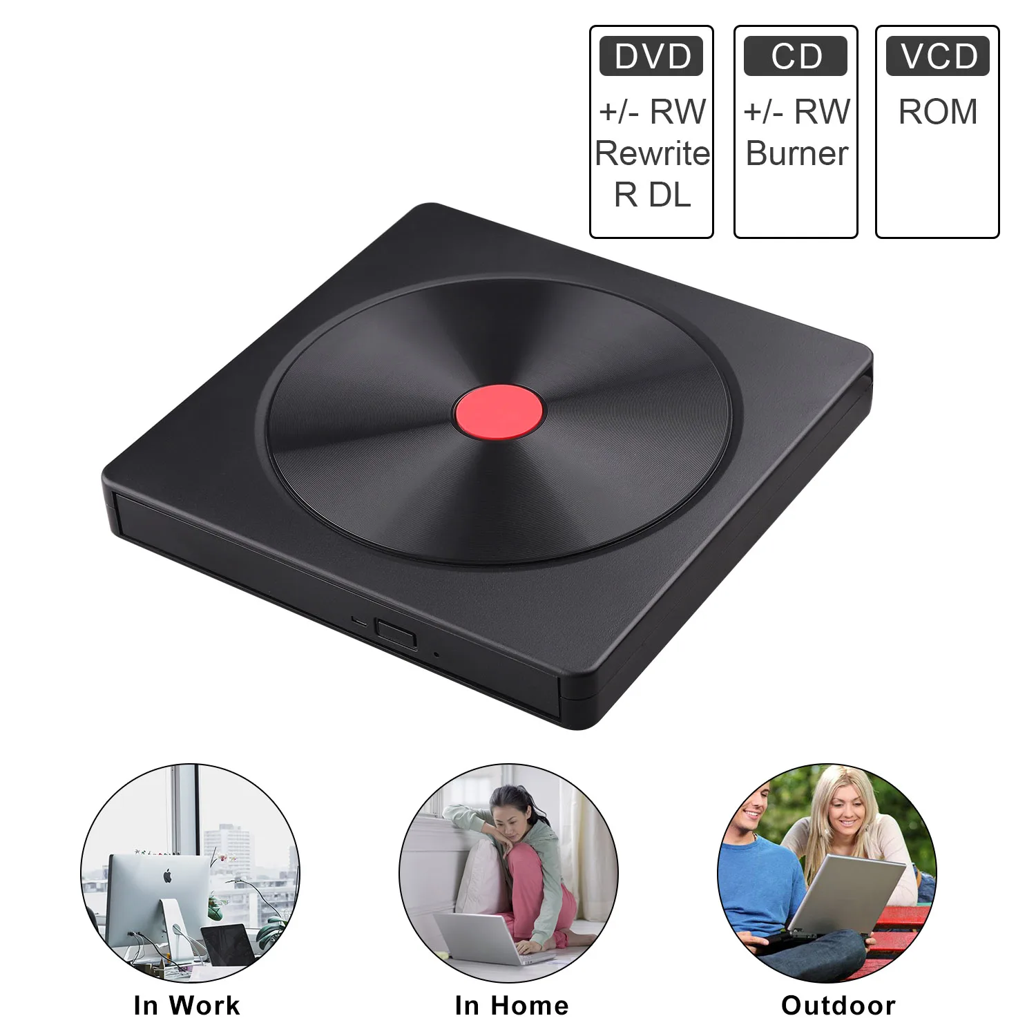 Portable Type-c and USB 3.0 Port CD DVD RW Drive Writer Compatible win 11 Laptop Desktop iMac Disc Player External DVD Writer