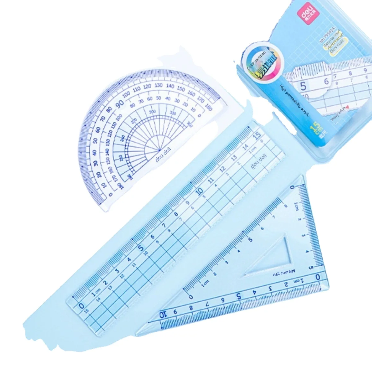 Deli 79541A Metal Ruler Student Exam Drawing Drawing Ruler Triangular Ruler Protractor