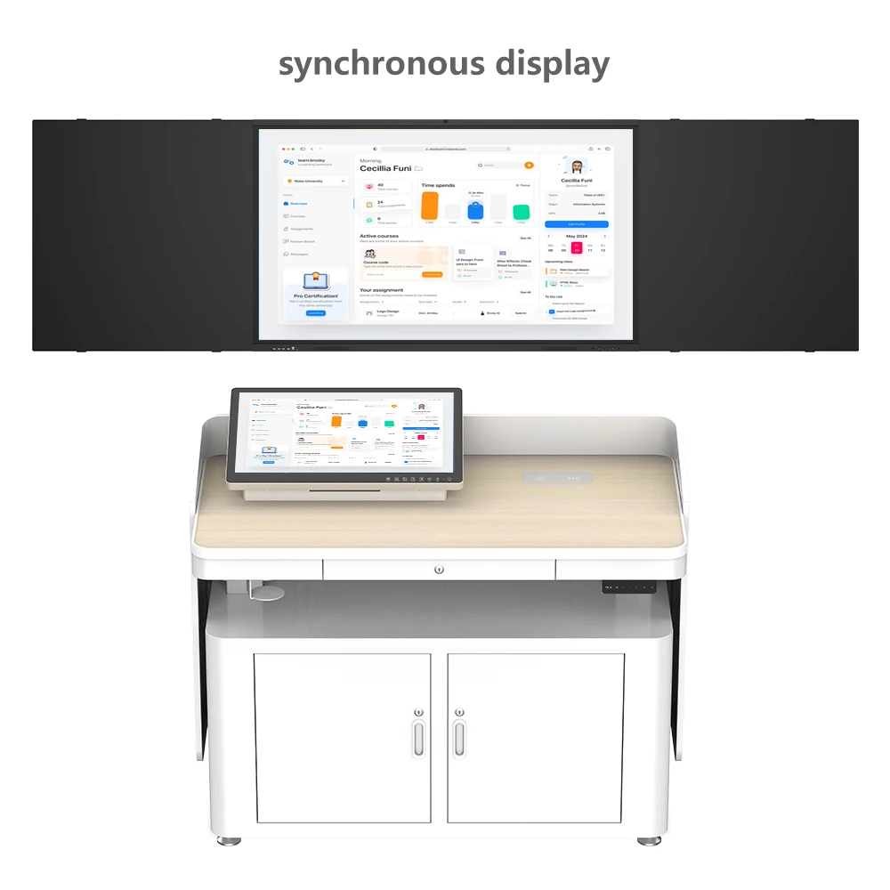 QDE One Stop School Furniture Classroom Teacher Digital Podium Multimedia Platform Class Smart Lectern Teaching Equipment