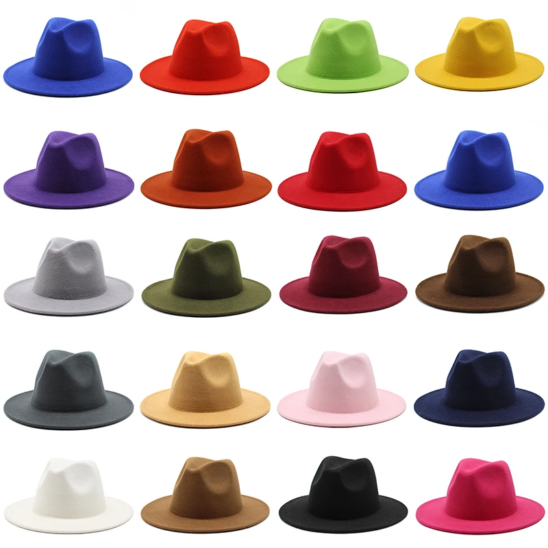 26 Solid Color Polyester Cotton Vegan Material  Fedora Hats for Women Men Party Music Festival Fashion fedora hat