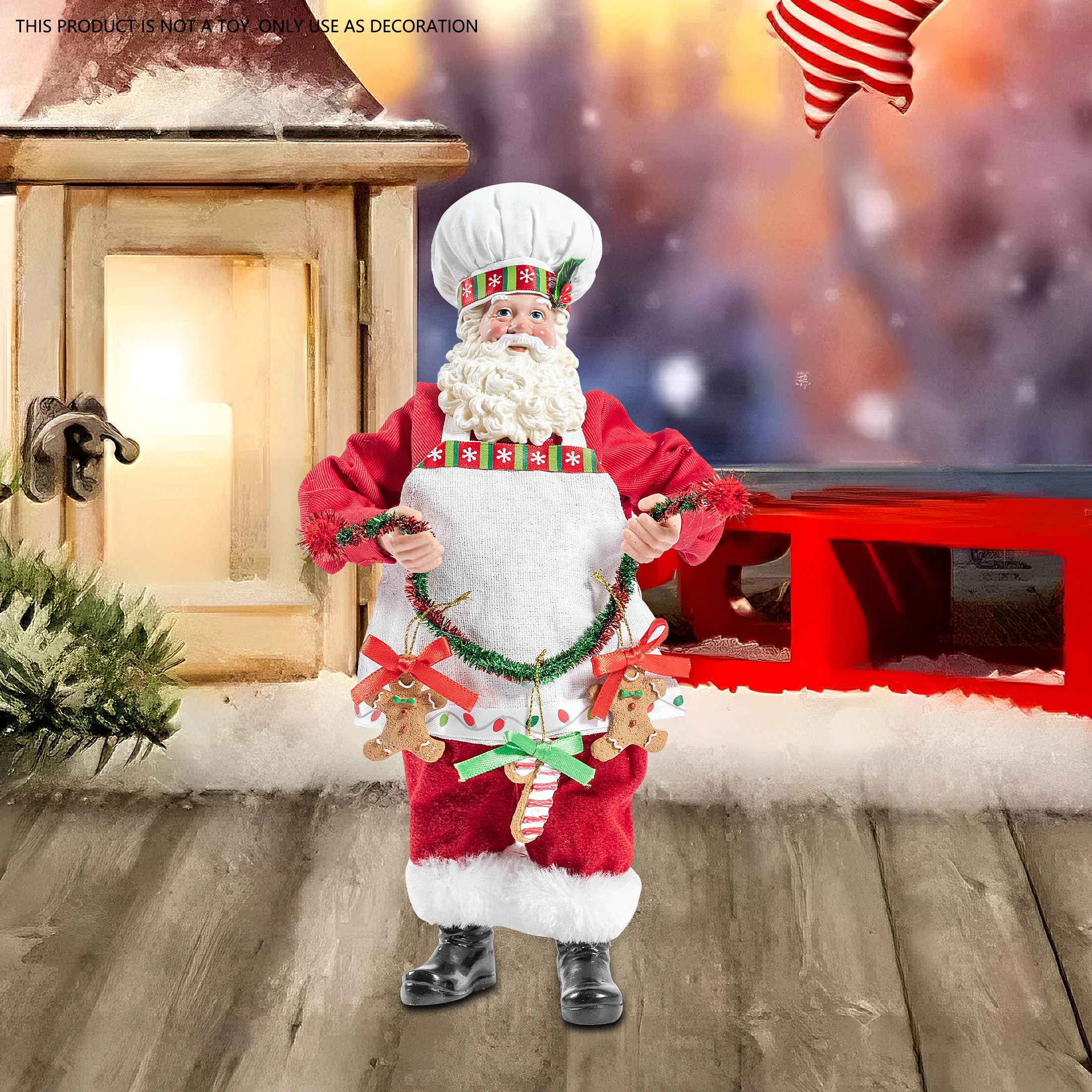 Christmas Decoration MultiColor Christmas Chef Santa Claus Figurines Accessories Gift Standing Santa Claus Statue Xmas Decor