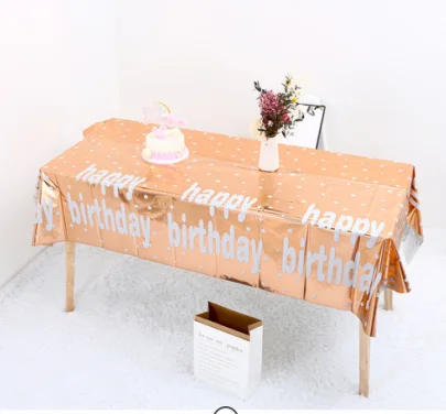 Customized Aluminum Film Printed tablecloth Rectangle Disposable Waterproof Birthday tablecloth Wedding