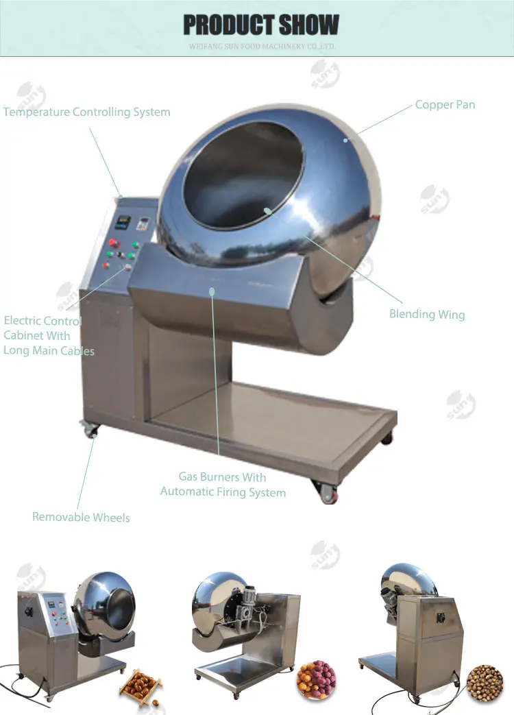 Stainless steel caramel peanut coating machine cashew nut almond coating machine groundnut nut