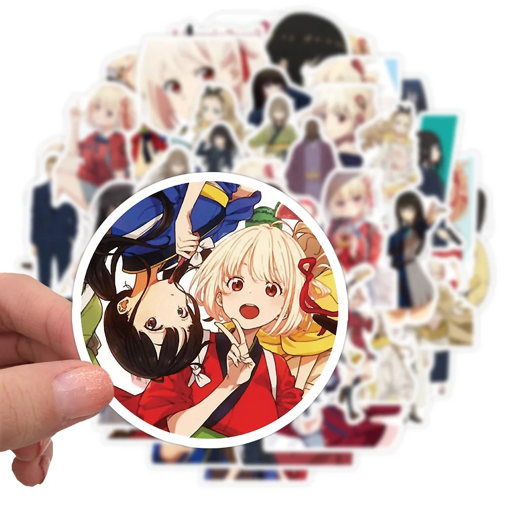 50Pcs Japanese Anime Lycoris Recoil Graffiti Stickers Custom Laptop Phone Decor Sticker Car Kawaii Cute Cartoon Girl Stickers