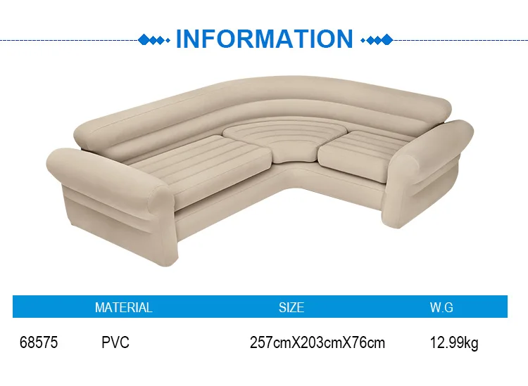INTEX 68575 INFLATABLE BEIGE COMFORTABLE  CORNER SOFA for LIVING ROOM