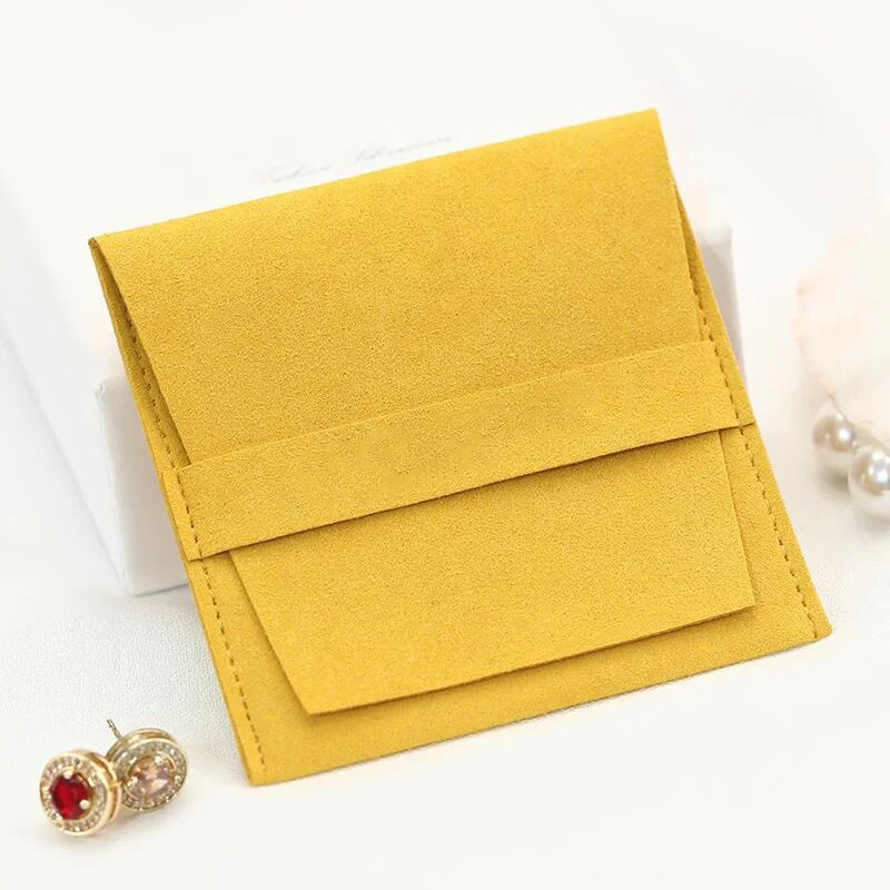 Eco Friendly Microfiber Custom Jewelry Pouch Embossed Envelope Design Flap Microfiber Jewelry Pouch Dustbag