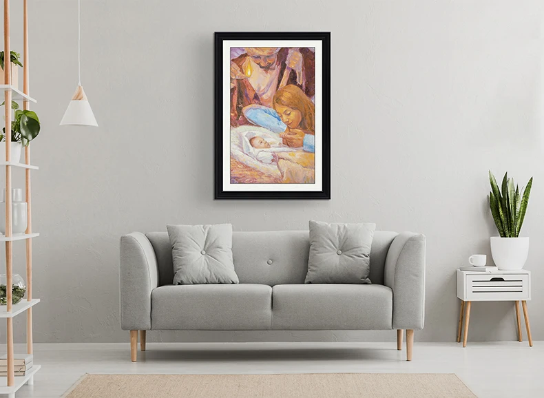 Jesus Christ, Healing Girl at Feet Religious Christian,3D Giclee Printed Brushstroke Texture that Resembles Hand Painted