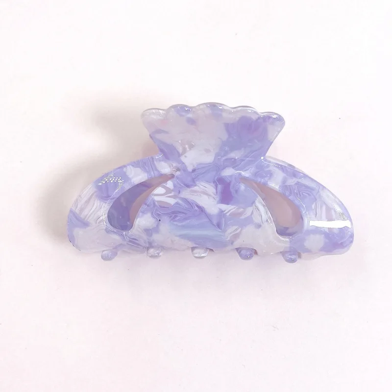 Korean version of the East gate Marble transparent hair clip back head spoon French retro mermaid color hair claw headdress
