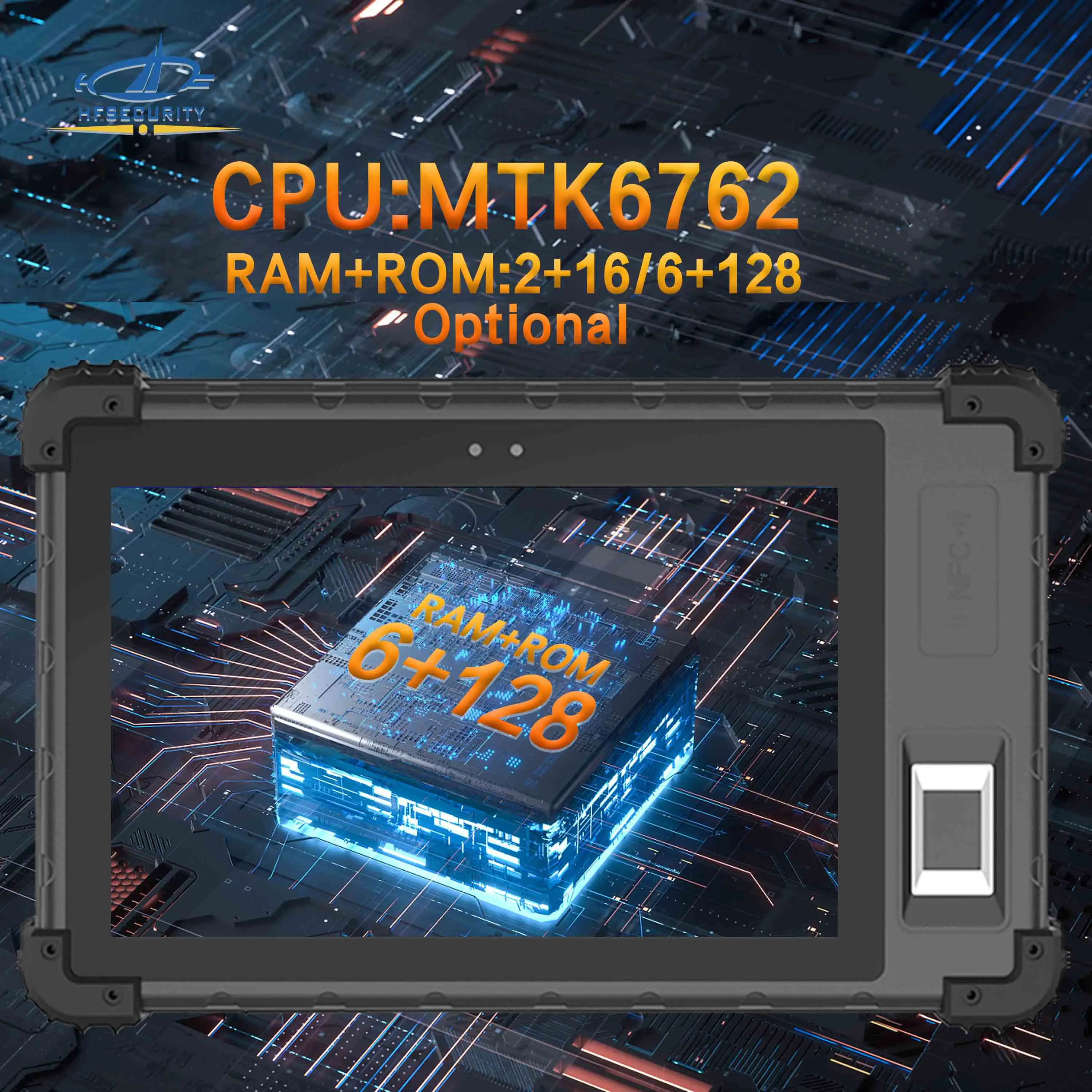 HFSecurity FP08 NFC Card Reader Rugged with Fingerprint 8 inch Android Barcode Scanner Fingerprint Tablet