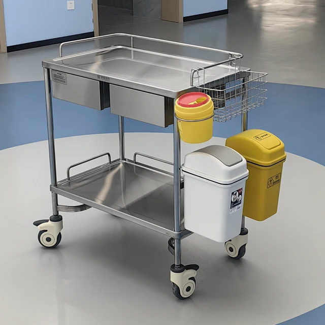 HaoHan 2025 new 140 Stainless steel hospital emergency trolley medical trolley with drawer for sale