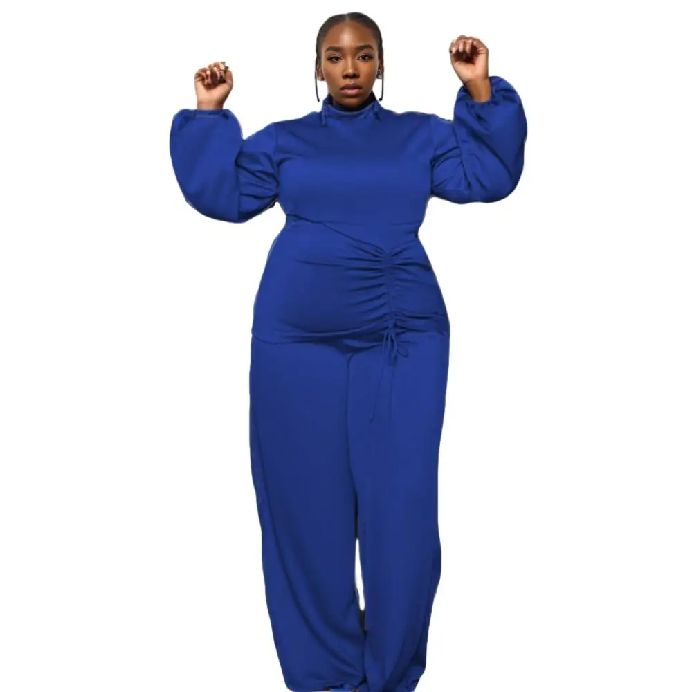 10910-MX33 Wholesale plus size high gloss polyester women outfit casual two piece set sehe fashion