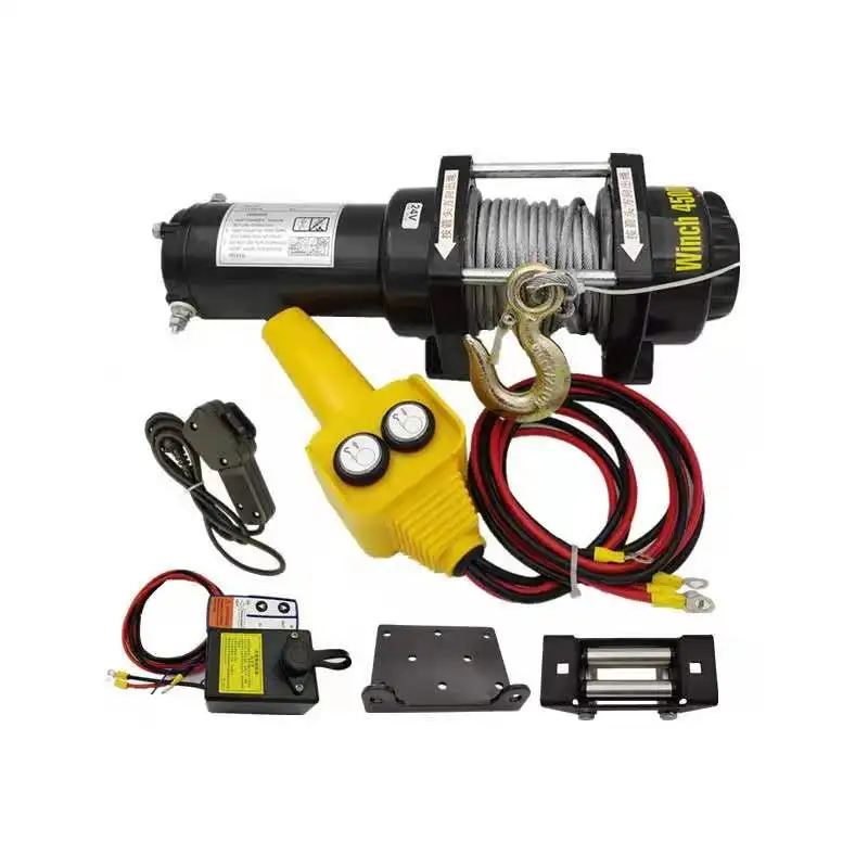  High Quality Truck Jeep Pulling Auto Mini 4500LBS 12v/24v Capstan Electric Winch with Two Remotes Offload 4x4 Car