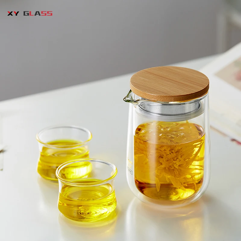 New arrival with bamboo strainer heat resistant glass travel tea maker