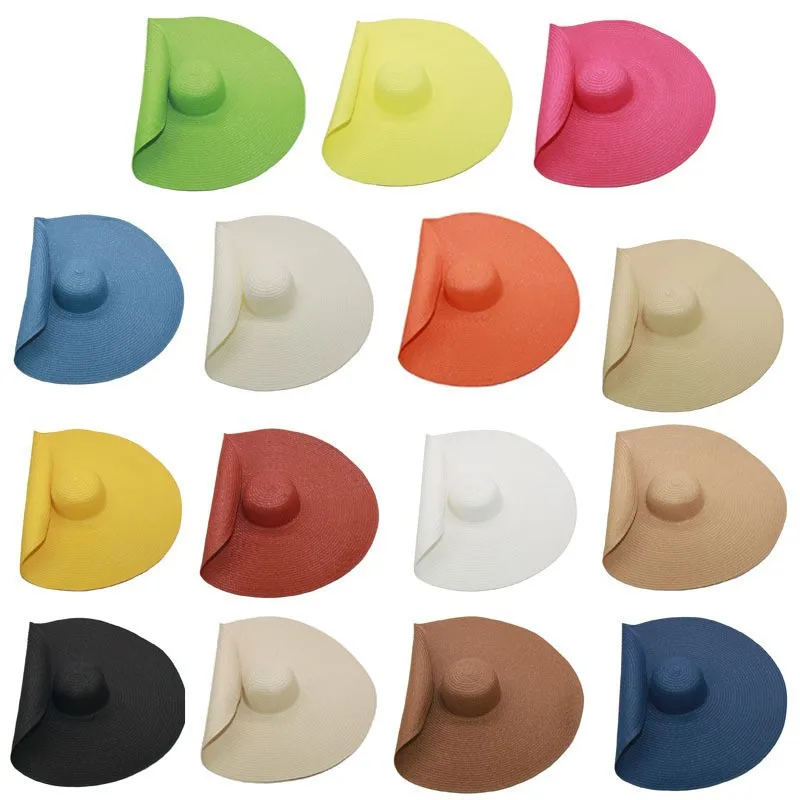 Wholesale Fashion Large Wide Brim Floppy Beach Sun Hats Oversized Foldable Straw Hat for Women