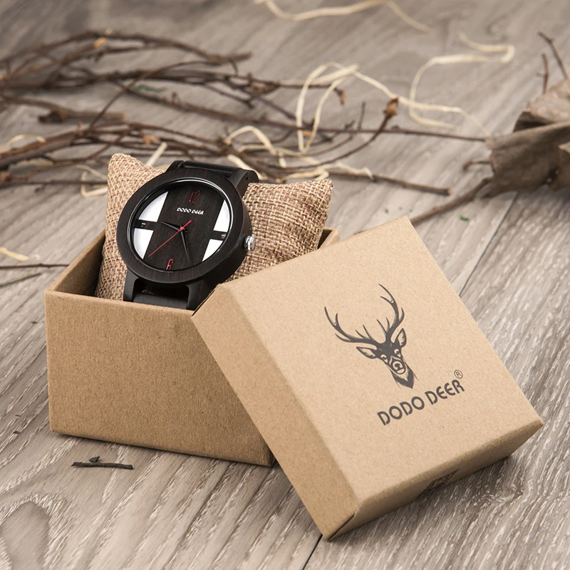  DODO DEER Factory черные деревянные часы OEM для мужчин классические модные кварцевые наручные с логотипом на