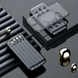 universal builded-in cable wireless power bank quick charger fast charging magnetic wireless power bank with 18w