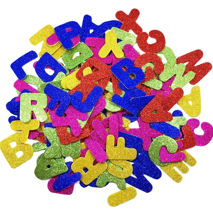 Early Education Wholesale Glitter Alphabet Stickers EVA Foam Letter 3D Stickers for Kids