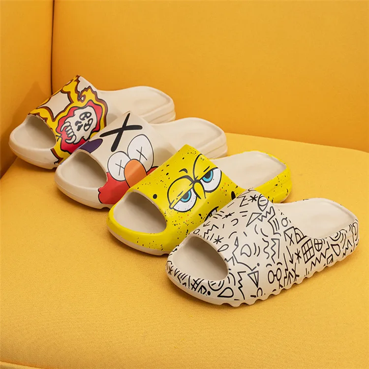 
Custom Printing Logo Pattern Women Flat Platform Outdoor Sandals Fashionable Summer Women Yeezy Slides 