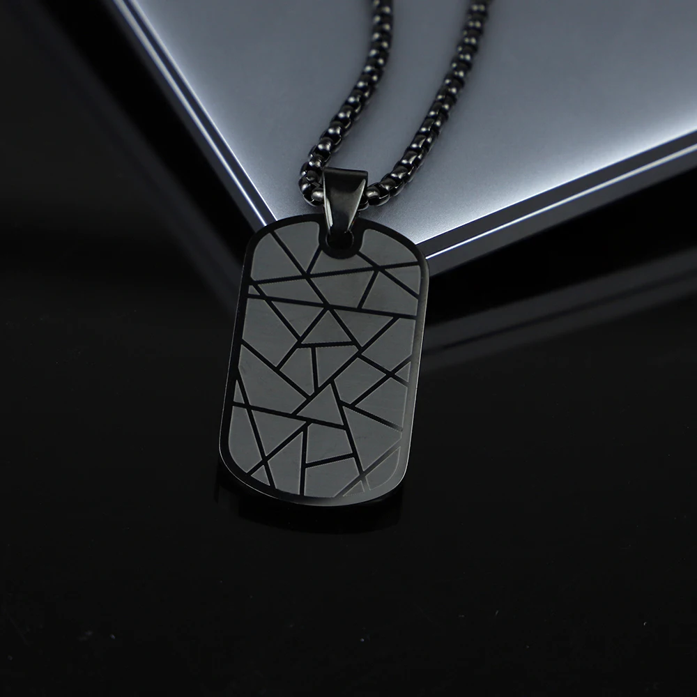 Wholesale Necklace Geometric Pattern Black Pendant For Men Custom Jewelry Stainless Steel Necklace