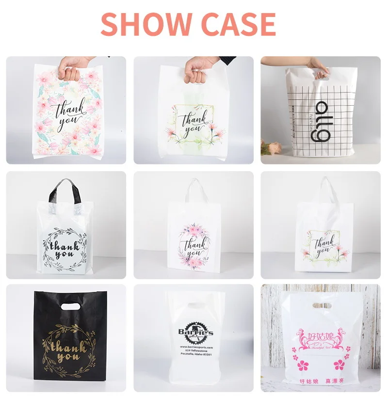 Waterproof Thank You PE Plastic Die Cut Merchandise Packaging Bag Custom Gold Logo Grocery Shopping Plastic Bags for supermarket