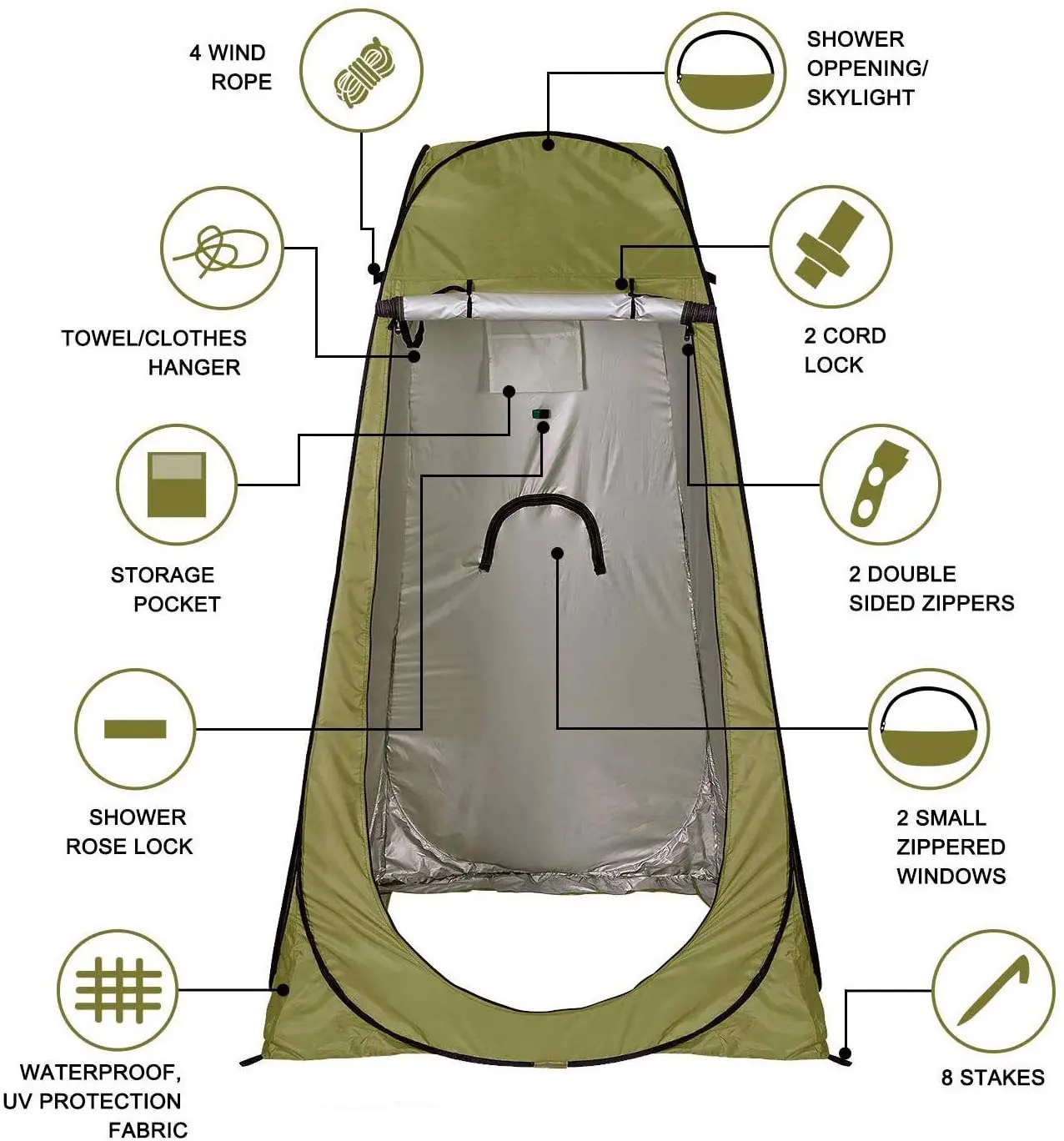 MU Good Quality Outdoor Shower Tent Camping Privacy Shower Tent For Portable Toilet & For A Portable Shower